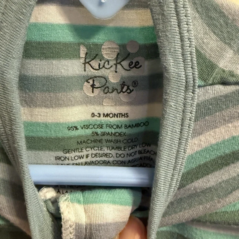 KicKee Pants Striped Footie with Zipper‎ Pajamas Bamboo 0-3 Months
